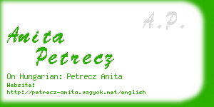 anita petrecz business card